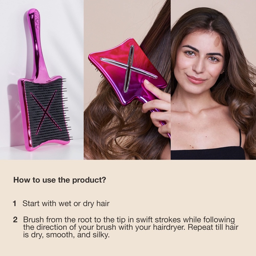 NEW ikoo Paddle x Pop Metallic Collection Hair Brush PINK Love Affair - Picture 4 of 13